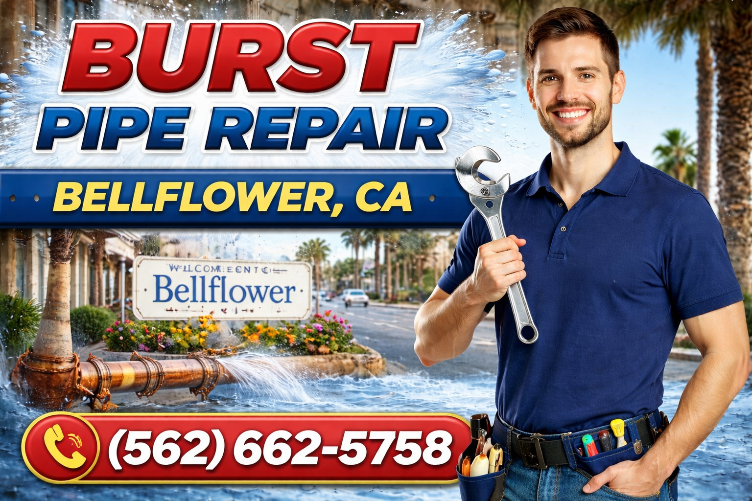Burst Pipe Repair in Bellflower