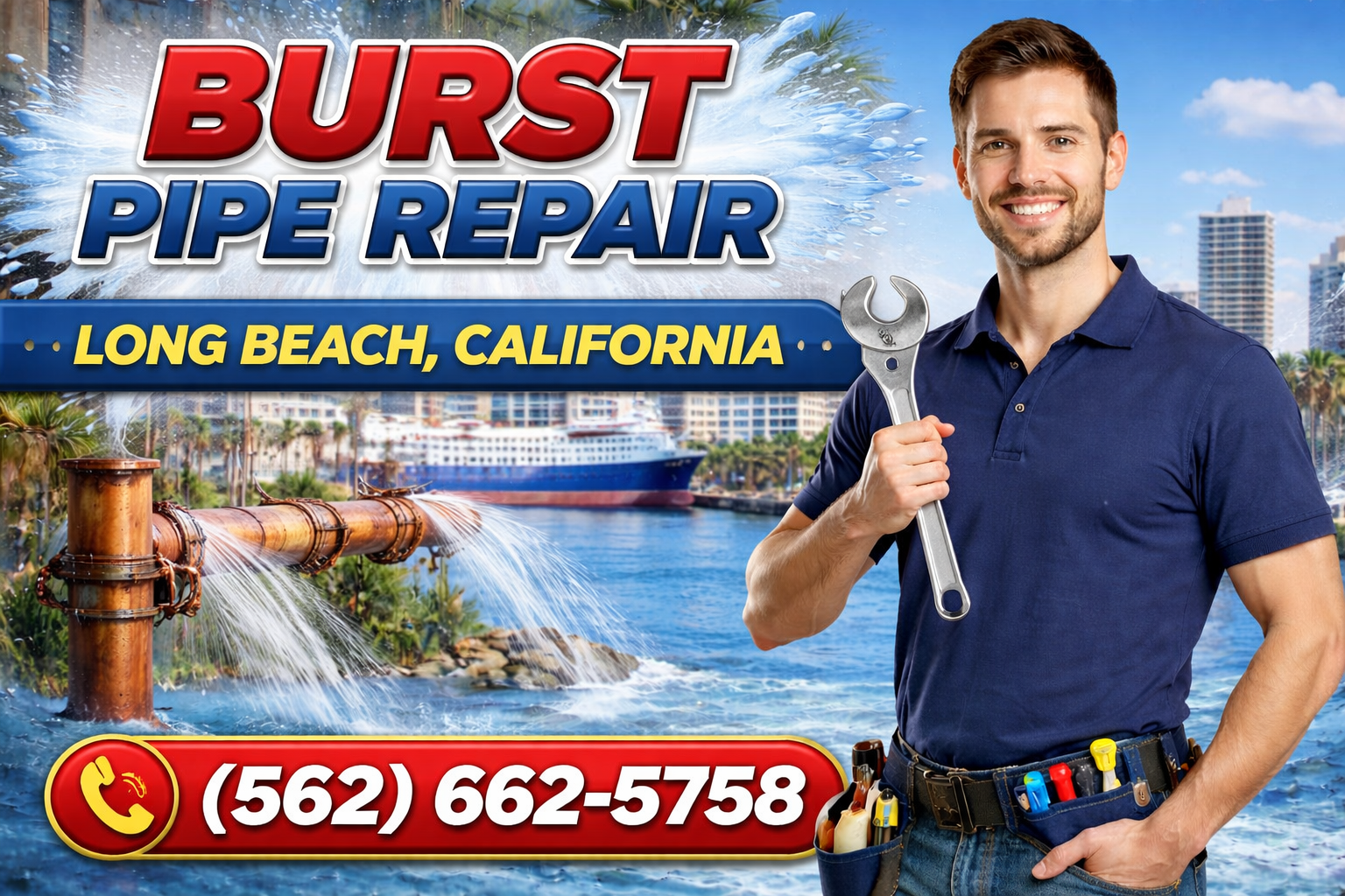 Burst Pipe Repair in Long Beach