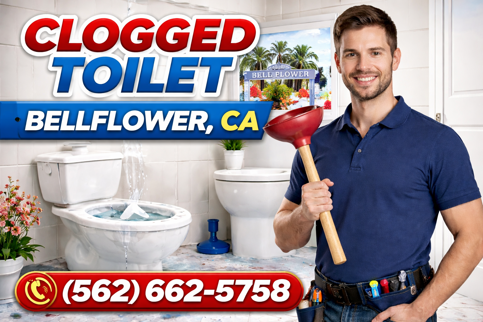Clogged Toilet Repair in Bellflower