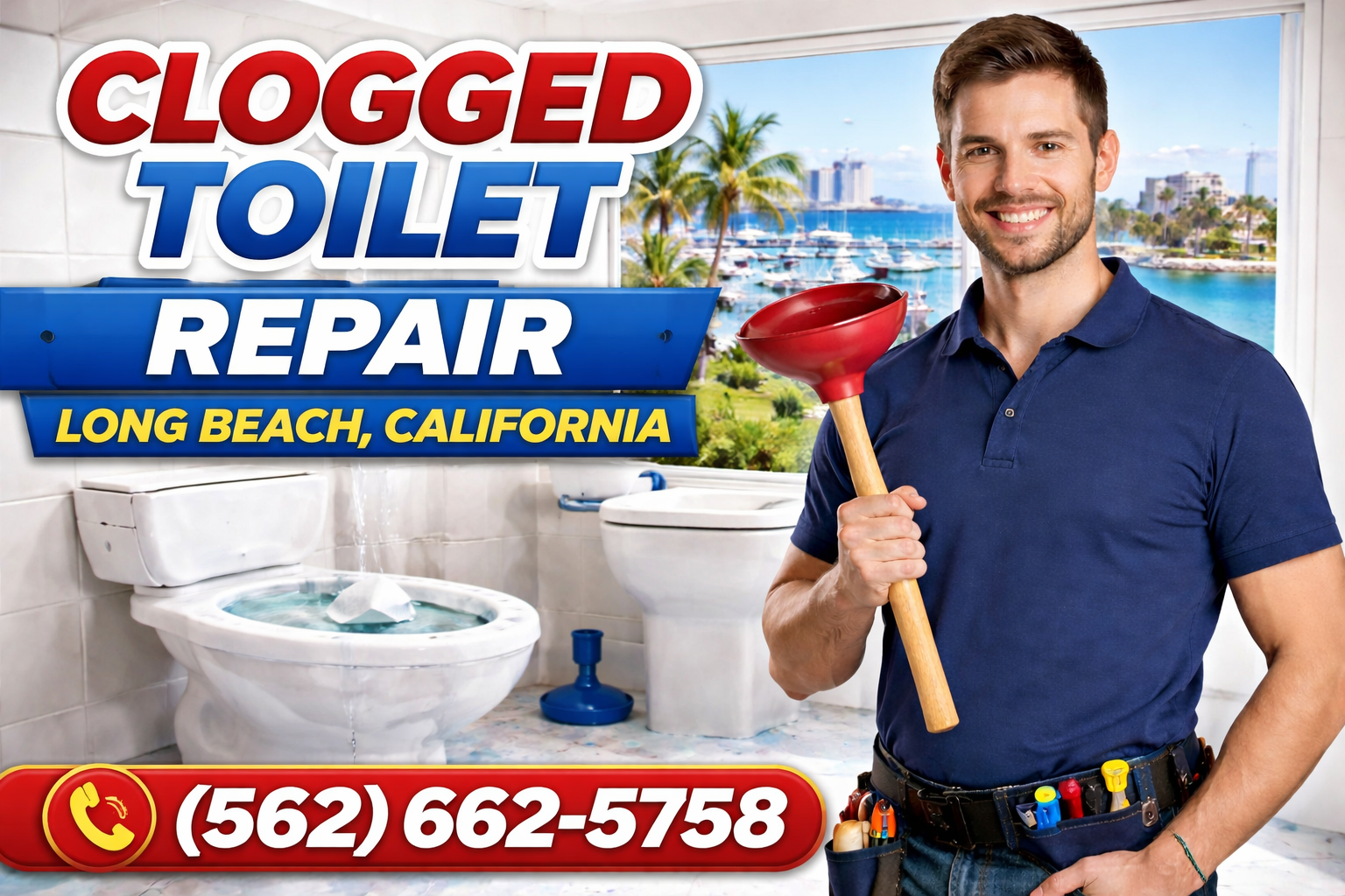 Clogged Toilet Repair in Long Beach
