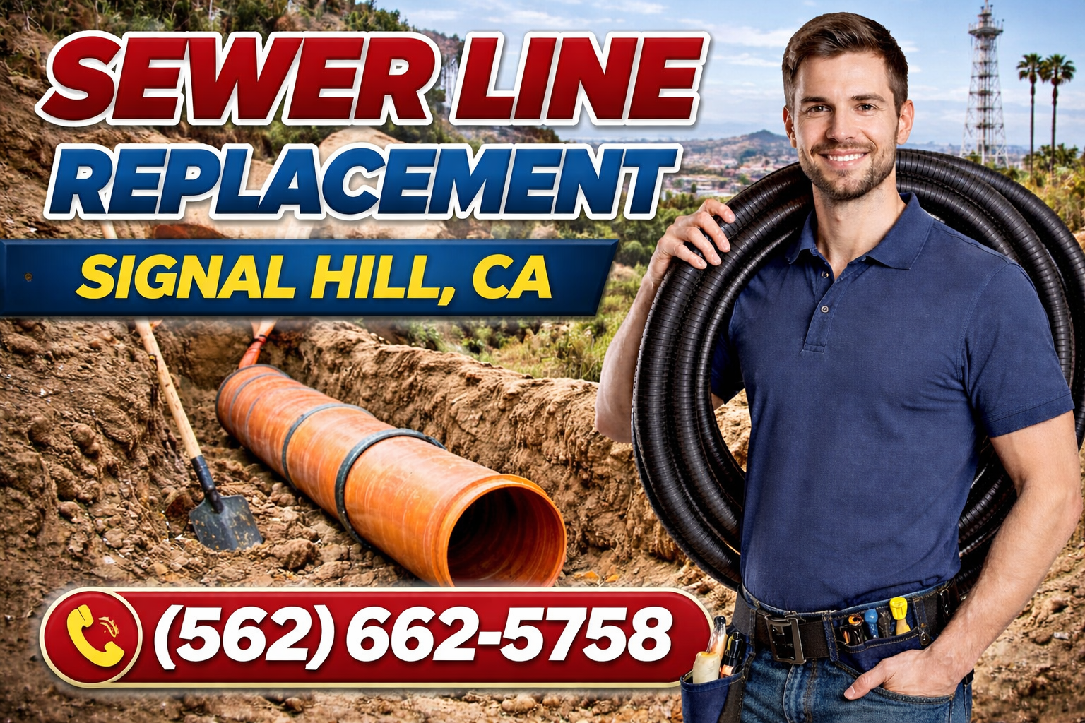 Sewer Line Replacement in Signal Hill
